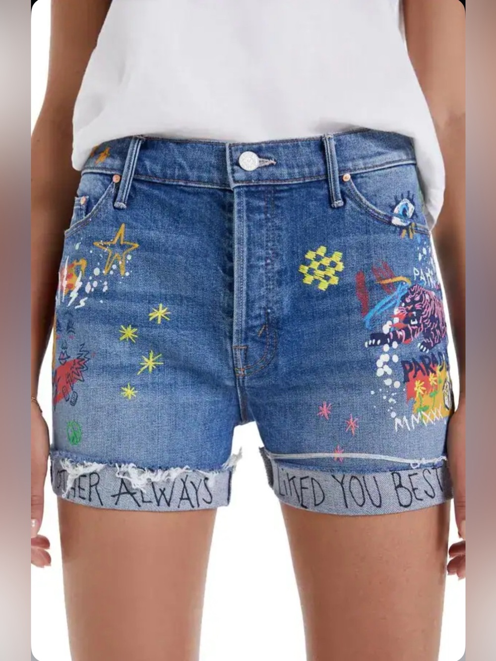 MOTHER The Vagabond Cuff Shorts Spooky Voodoo
